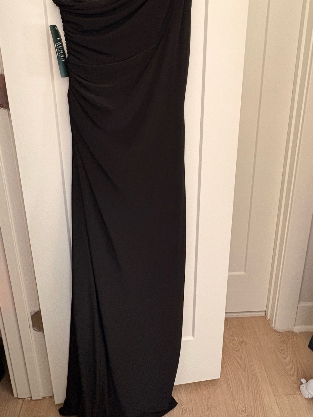 Lauren Ralph Lauren Black One-Shoulder Evening Gown with Jewel Accent - Picture 4 of 7